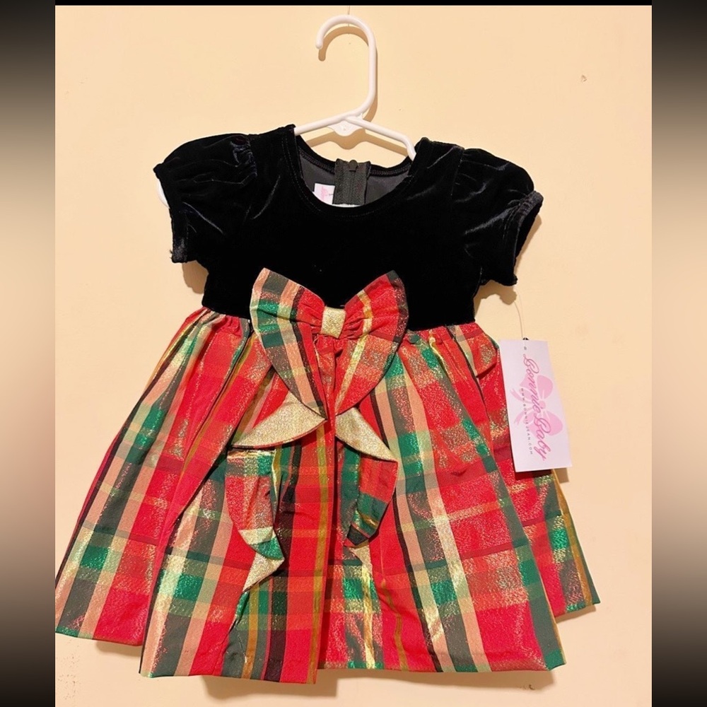Bonnie Baby Black and Plaid Holiday Dress
